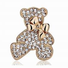 New Shining Rhinestone Crystal Gold Silver Color Zinc Metal Bow Bears Brooch Pins For Woman Girls Animal Brooches Christmas Gift 2024 - buy cheap
