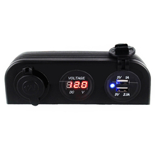 12V Dual USB Sockets Voltmeter Car Cigarette Lighter Socket Charger Power Adapter Outlet Port Waterproof Panel for Car 2024 - buy cheap