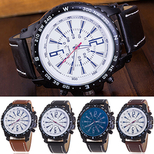 Design  Men's Simple Faux Leather Strap Analog Quartz Business Office Wrist Watch 2024 - buy cheap