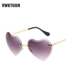 VWKTUUN Heart Shaped Sunglasses Women Metal Frame Rimless Sunglass New Sun protection Sunglasses Men Oculos Lunette Fashion 2024 - buy cheap