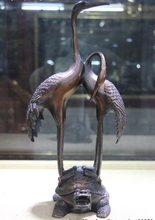 Frete grátis guindaste tartaruga de dragão coroa vermelha em bronze de cobre fengshui estátua 35cm 2024 - compre barato