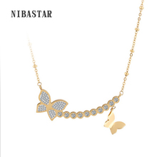 Hot sale Fashion Jewelry Stainless Steel Butterfly Pendant Necklace for women gold color jewelry 2024 - buy cheap