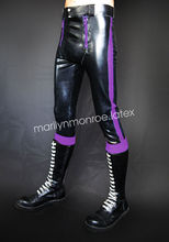 Latex Gummi Rubber Pant Sexy Tight Black and Purple Trouser Size XXS-XXL 2024 - buy cheap