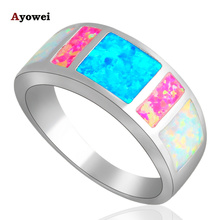 Ladies style Wholesale Color fire Opal Silver Stamped fashion jewelry Rings Opal jewelry USA SZ #6#7#8#9 OR609A 2024 - buy cheap