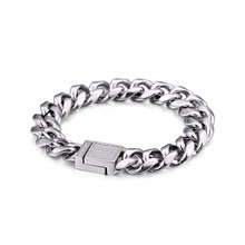 European and American stainless steel men's electric gold inlay CZ hip hop bracelet fashion titanium steel bracelet 2024 - buy cheap