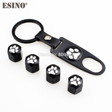 4 x Car Styling Stainless Steel Zinc Alloy Wheel Tire Valve Stems Caps Dog Footprint Universal Fit With Mini Wrench Key Chain 2024 - buy cheap