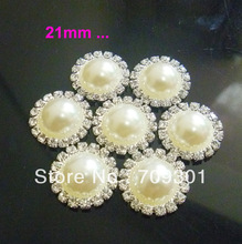 100pcs/lot 21mm flat back crystal pearl button,Metal rhinestone buttons,diamante button in Sliver,FreeShipping 2024 - buy cheap