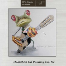 Hand Painted Modern Abstract Oil Painting On Canvas Guitar Frog Wall Paintings For Living Room Decor Pictures Animals Painting 2024 - buy cheap