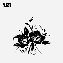 Yjzt adesivo vinil 16.5cm * 16.4cm decalque decorativo hibisco design preto/prata embutido 2024 - compre barato