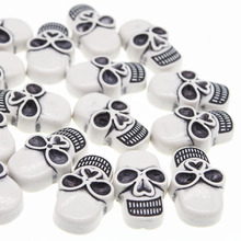 CHONGAI 2018 New10Pcs White Acrylic Halloween Gothic Skeleton Skull Beads 22x35mm 2024 - buy cheap