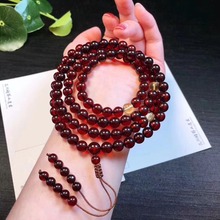 Pulseira âmbar vermelha natural 6.2mm, bracelete feminino masculino com contas de cristal esticável de oração 108, joias genuínas na moda 2024 - compre barato
