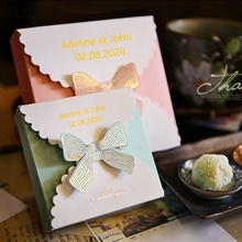 Caja de cartón personalizada para dulces, caja de cartón estilo occidental, lazo neutral, regalo dorado, joyería, plegable, 60 uds. 2024 - compra barato