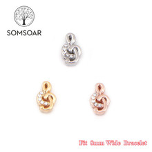 Somsoar-dijes deslizantes de notas feliz, joyería de 8mm de ancho, envoltura de cuero, pulsera de malla, apto para niños/mujeres/hombre 10 unids/lote 2024 - compra barato