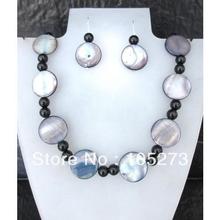 Wholesale Natural Shell Jewellery 6-20mm Black Color Mother Of Pearl Necklace Earrings Jewelry Set Wedding Prom Party Holiday 2024 - buy cheap