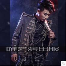 S-3XL ! 2017 New Nightclub Men's clothing singer personality slim fashion DS DJ suit outerwear male Stage Performance costumes 2024 - buy cheap