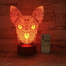 Big Ear Cat Lover Night Light 3D USB touch switch & Remote Control Acrylic engrave 7 Color Gradient Atmosphere Table Lamp 2024 - buy cheap
