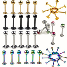 10pcs Wholesale Ball Labret Lip Chin Ring Nose Ear Bar Stud Stainless Steel Piercing Fashion Body Jewelry Free Shipping 2024 - buy cheap