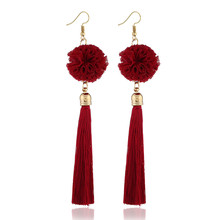 Elegant Pompom Ball Long Tassel Earrings For Women Bohemian Handmade Fringed Hanging Drop Earrings Fashion Statement Jewelry 2024 - buy cheap