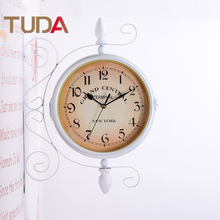 TUDA European Creative Home Double-sided Clock for Silent Movement Wrought Iron Wall Clock Living Room Bedroom Wall Clock 2024 - buy cheap