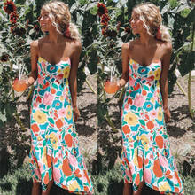 New Women Summer Chic Long Maxi Dress Printed Loose Fashion Contrast Color Backless Beach Dress Sundress 2024 - buy cheap