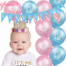 Amawill-cartel de cumpleaños de It's My 1/2, globos de látex rosa y azul, 6 meses, decoraciones para Baby Shower, niña y niño 7D 2024 - compra barato