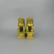 Free Shipping>Chinese Foo Dog Lion Fu Bronze Statue Pair Figurines Feng Shui Items Oriental sz:10*5.5*3.5cm 2024 - buy cheap