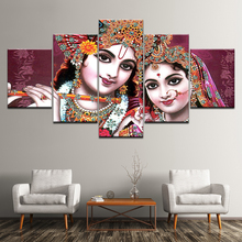 Modular Home Decor Living Room 5 Pieces abstract India Myth Lord Krishna Posters Vishnu Pictures Canvas Oil Paintings Wall Art 2024 - buy cheap