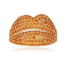 SLJELY Luxury 925 Sterling Silver Sexy Orange Lip Finger Ring Red White CZ Zircon Stone Yao Chen Collection Women Fine Jewelry 2024 - buy cheap