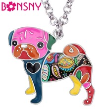 Bonsny-Collar de aleación de Metal esmaltado para mujer y niña, colgante de perro remolque, cadena, joyería elegante, regalo para amantes de las mascotas 2024 - compra barato