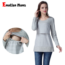Emotion Moms Long Sleeve Maternity Clothes Nursing Tops Cotton Breastfeeding Tops For Pregnant Women Maternity T-shirt 2024 - buy cheap