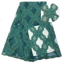 Encaje de seda de leche verde lentejuelas bordado tela de encaje africano de alta calidad tela de encaje francés tela de encaje Nigeriano para boda 2024 - compra barato