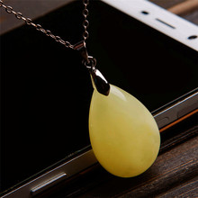 Free Shipping New Hot Unique One Women Fashion Genuine Natural Yellow Gems Stone Bead Necklace Charm Waterdrop Pendant 2024 - buy cheap