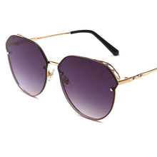 Fashion Womens Sunglasses Brand Designer Metal Shades Gradient Glasses  High Quality Ladies Big Round Sunglasses UV400 2024 - buy cheap