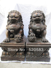 Estátua chinesa de bronze puro vermelho 17 polegadas da fera da porta do cão foo de leão 2024 - compre barato