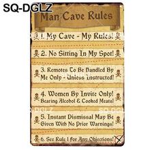 [SQ-DGLZ] New Man Cave Rules Metal Sign Bar Wall Decor Retro Painting Plaques Art Poster 2024 - buy cheap