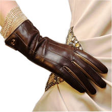 Winter Top Quality Women Gloves Wrist Short Genuine Leather Glove Female  Thermal Sheepskin For Driving Free Shipping EL031NR-5 2024 - buy cheap