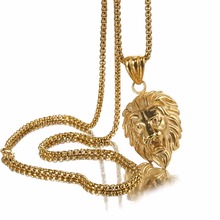 Cool Men 316L Stainless Steel Gold/Silver Color/Black Color Lion Head Pendant Necklace For Men Luxury Male Jewelry Party Gift 2024 - buy cheap