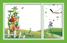 Happy home cross stitch kit 14ct 11ct count print canvas wall clock stitching embroidery DIY handmade needlework 2024 - buy cheap