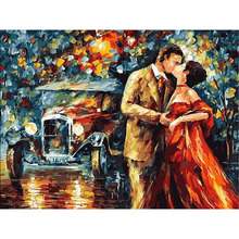 DIY Digital Oil Painting By Numbers Coloring Abstract drawing Canvas Painting Kiss in the Rain Birthday Gift Wall Pictures 2024 - buy cheap