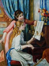 Pinturas pintadas a mano de alta calidad para chicas jóvenes, cuadro de Arte de alta calidad de Piercing Auguste Renoir en el Piano 2024 - compra barato