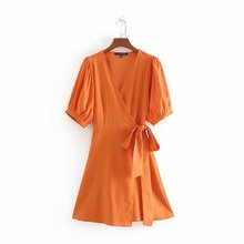 Popular new CC43-9221 European and American fashionable double-breasted linen dress 2024 - buy cheap