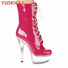 Botas de plataforma elegantes de 15cm, zapatos de tacón alto, zapatos de baile en barra/modelo, botines de 6 pulgadas, Sexy 2024 - compra barato
