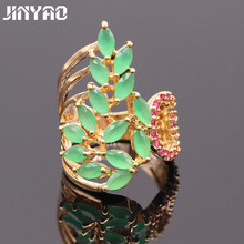 JINYAO Luxurious Green&Red Jewelry Party Accessories Unique White/Champagne Gold Color Rings For Women Wedding GIft 2024 - buy cheap