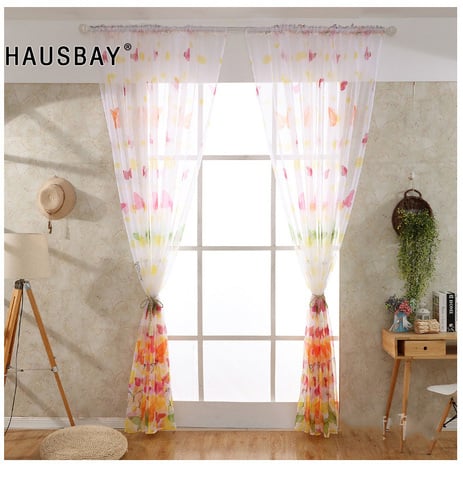 Colorful Erfly Window Curtains, Colorful Kitchen Curtains