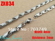 Wholesale - 4mm stainless steel diagonal seashell shape chain 550mm Jewelry women's necklace chains  20pcs ZX034 2024 - buy cheap