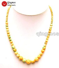Qingmos collar de Agates naturales para mujeres con 4-12mm redondo amarillo Multicolor 18 "agatas collar de joyería colar nec5861 2024 - compra barato