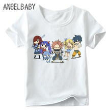 Camiseta infantil com estampa de cauda de fada anime japonês, camisa branca de verão para meninos e meninas, camiseta de desenhos animados ooo4345 2024 - compre barato
