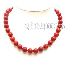 SALE Big 11-12MM Perfect Round deep Red high quality natural Coral 18" Necklace nec-5165 wholesale/retail Free shipping 2024 - buy cheap