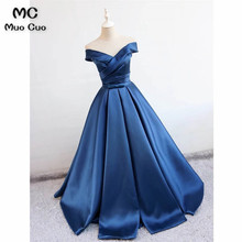 Elegant 2018 A-Line Off Shoulder Evening Dresses Long with Draped Satin Short Sleeve Formal Evening Party Dress Custom Made 2024 - buy cheap