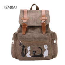 FZMBAI Designer Women Canvas Backpacks Cat Animal Printing School Bags For Teenagers Girl Rucksack Laptop Bagpack Mochilas 2024 - buy cheap